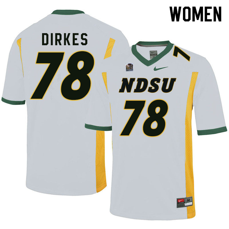Women #78 Nate Dirkes North Dakota State Bison College Football Jerseys Sale-White - Click Image to Close